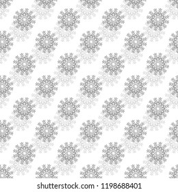 Snowflake gray seamless pattern. Fashion graphic background design. Modern stylish abstract texture. Monochrome template for prints, textiles, wrapping, wallpaper, website. Vector illustration