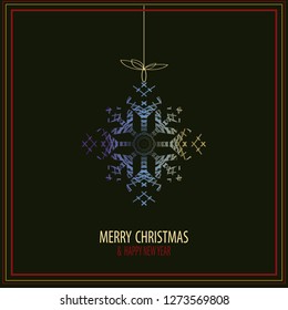  . Snow-flake, great design for any purposes. Black background. Decorative print. Fabric design. 
