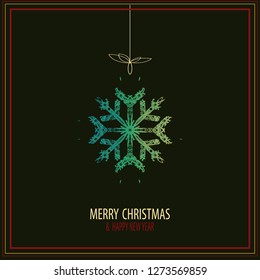  . Snow-flake, great design for any purposes. Black background. Decorative print. Fabric design. 
