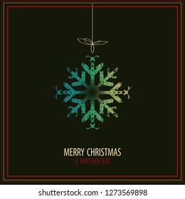  . Snow-flake, great design for any purposes. Black background. Decorative print. Fabric design. 
