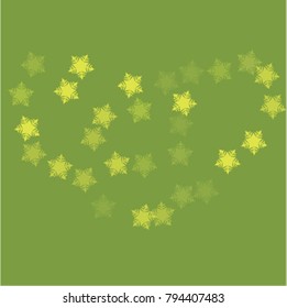 Snowflake green which consists of isolated elements. Stylish, consist of beautiful elements in snowflake green. Can be used as print, wallpaper, cards, poster, logo, background