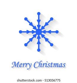 Snowflake greeting card on white background Merry christmas.