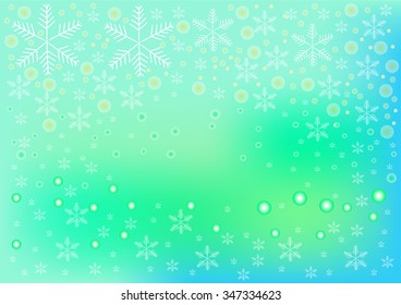  snowflake group and  circle on green color background 