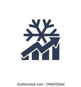 Snowflake and growth graph. Freeze growth. Vector icon isolated on white background.