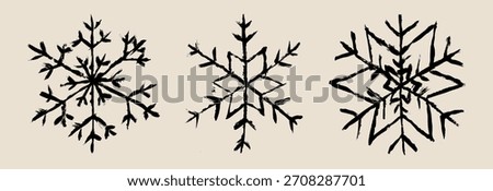 Snowflake Grunge Brush Stroke Drawing Vector Set