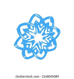 Snowflake Grunge Decor element for the designer Stamp Blue shape on white background Vector illustration