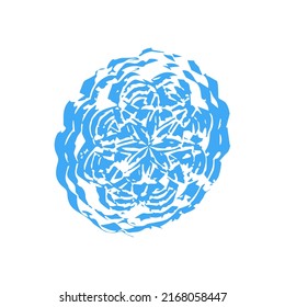 Snowflake Grunge Decor element for the designer Stamp Blue shape on white background Vector illustration