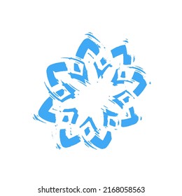 Snowflake Grunge Decor element for the designer Stamp Blue shape on white background Vector illustration