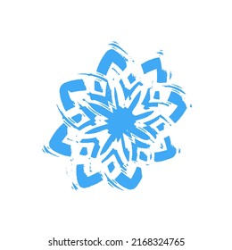 Elemento de decoración de relieve de copo de nieve para la forma de diseño Sello Azul sobre fondo blanco Ilustración vectorial