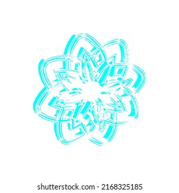Snowflake Grunge Decor element for the designer Stamp Blue shape on white background Vector illustration