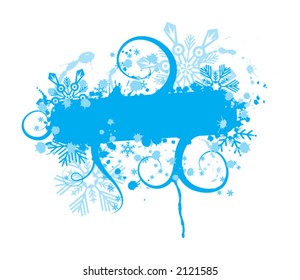 Snowflake grunge frame, elements for design, vector illustration