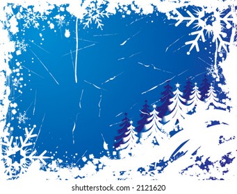Snowflake grunge frame, elements for design, vector illustration