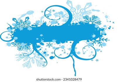 Snowflake grunge frame, elements for design, vector illustration