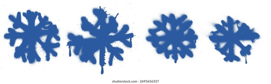 Schneeflocke Grunge Spray Paint Stroke Vektor Set