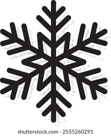 Snowflake with halftone stipple effect for grunge dot vector art