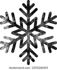 Snowflake with halftone stipple effect for grunge dot vector art