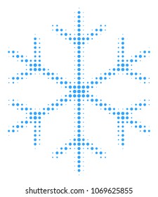 Snowflake halftone vector icon. Illustration style is dotted iconic Snowflake icon symbol on a white background. Halftone texture is round elements.