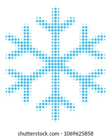 Snowflake halftone vector pictogram. Illustration style is dotted iconic Snowflake icon symbol on a white background. Halftone matrix is circle items.