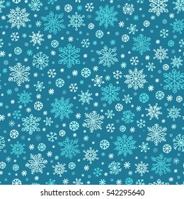 Snowflake hand drawn holiday background. Christmas winter vector seamless pattern.