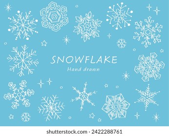 Conjunto de ilustraciones dibujado a mano con copos de nieve