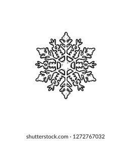 Schneeflocken handgezeichnet Umriss-Symbol. Schnee- und Kaltwetter, Winterurlaub und Frostkonzept. Vektorgrafik-Illustration für Druck, Web, Mobile und Infografiken auf weißem Hintergrund.