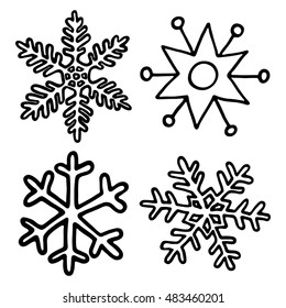 Snowflake Hand Drawn Set.