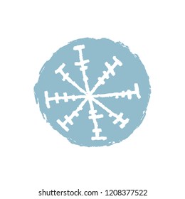 Snowflake hand drawn vector icon, logo template. Winter theme. Simple brush sketch illustration isolated on white background