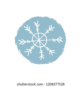 Snowflake hand drawn vector icon, logo template. Winter theme. Simple brush sketch illustration isolated on white background