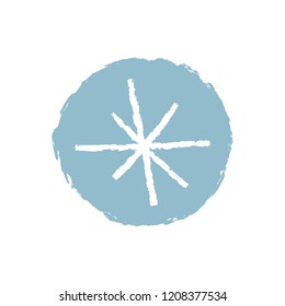 Snowflake hand drawn vector icon, logo template. Winter theme. Simple brush sketch illustration isolated on white background