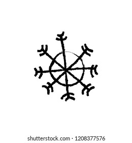 Snowflake hand drawn vector icon, logo template. Winter theme. Simple brush sketch illustration isolated on white background