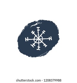 Snowflake hand drawn vector icon, logo template. Winter theme. Simple brush sketch illustration isolated on white background