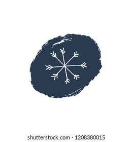 Snowflake hand drawn vector icon, logo template. Winter theme. Simple brush sketch illustration isolated on white background