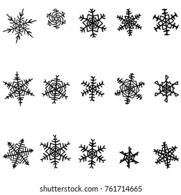 Snowflake hand drawn vectors. Snowflake ornament  Template for new year and Christmas winter design