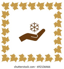 Snowflake and hand icon