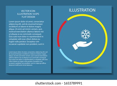 copo de nieve en el icono de la mano , lorem ipsum Diseño plano