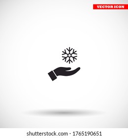 Schneeflocke in der Hand Symbol, lorem ipsum Flaches Design
