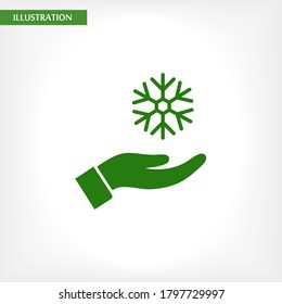copo de nieve en el icono de la mano , lorem ipsum Diseño plano