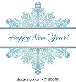 Snowflake with happy new year. Suitable for Christmas and New Year card. Vector illustration.