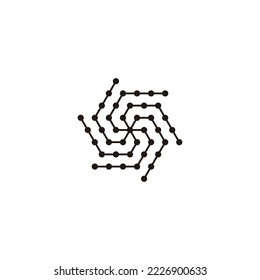 Moléculas de copo de nieve, hexagón símbolo geométrico redondeado simple vector de logotipo