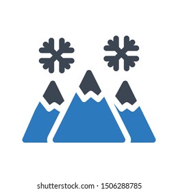 snowflake hills glyph colour vector icon