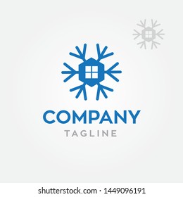 Snowflake home, air condition vector logo