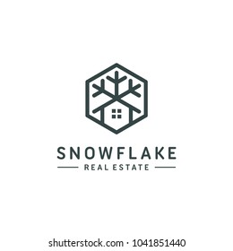 snowflake home logo template vector illustration