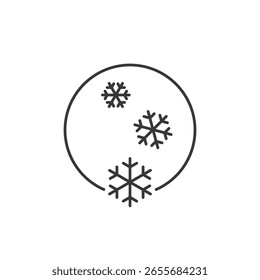 Schneeflocke HLK-Symbol mit drei Kristallformen in einem Ring; bedeutet Kühlpräzision, jahreszeitbedingte Kälteeinstellungen und effiziente Raumklimastabilisierungssysteme