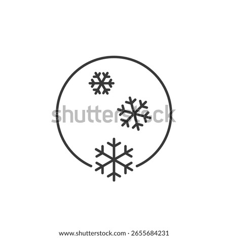 Snowflake HVAC icon with three crystal forms in a ring; signifies cooling precision, seasonal chill settings, and efficient indoor climate stabilization systems