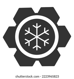 Cristales de copo de nieve y hielo - icono, ilustración sobre fondo blanco, estilo de glifo