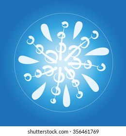Snowflake. Ice Flower. Blue Background. Vector. Art. Calligraphy