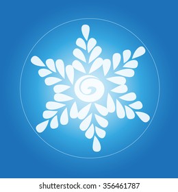 Snowflake. Ice Flower. Blue Background. Vector. Art. Calligraphy