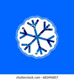 Snowflake icon, abstract sticker, symbol design template, vector illustration