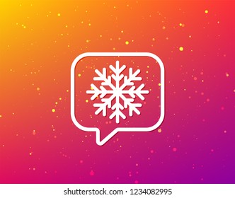 Snowflake icon. Air conditioning symbol. Soft color gradient background. Speech bubble with flat icon. Vector