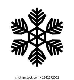 Snowflake icon. Beautiful six-branch snowflake of artistic shape. Vector Illustration